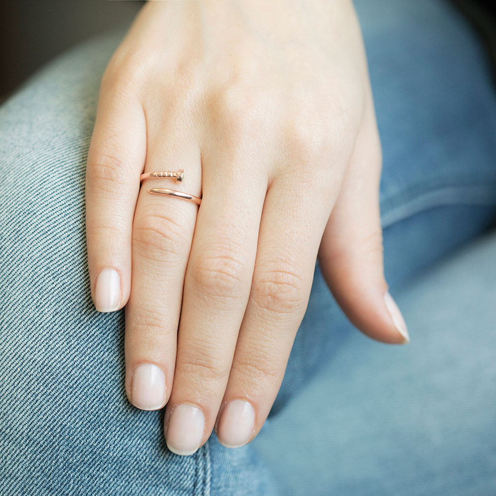 Wholesale Handcrafted Silver Adjustable Nail Ring
